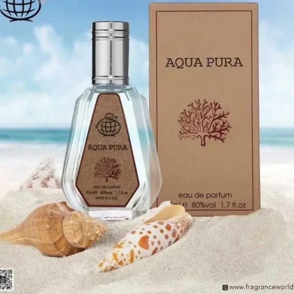 عطر ادوپرفیوم مردانه و زنانه فراگرنس ورد مدل آکوا پورا حجم ۵۰ میل